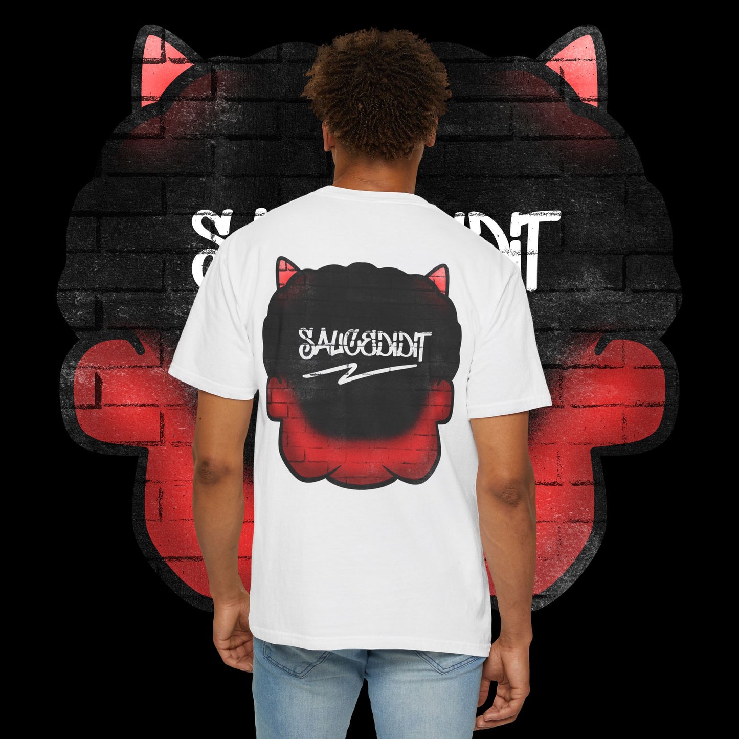 Devil Grin T-Shirt — Retro Graffiti Streetwear with 'SAVEDBYDT' Back Logo