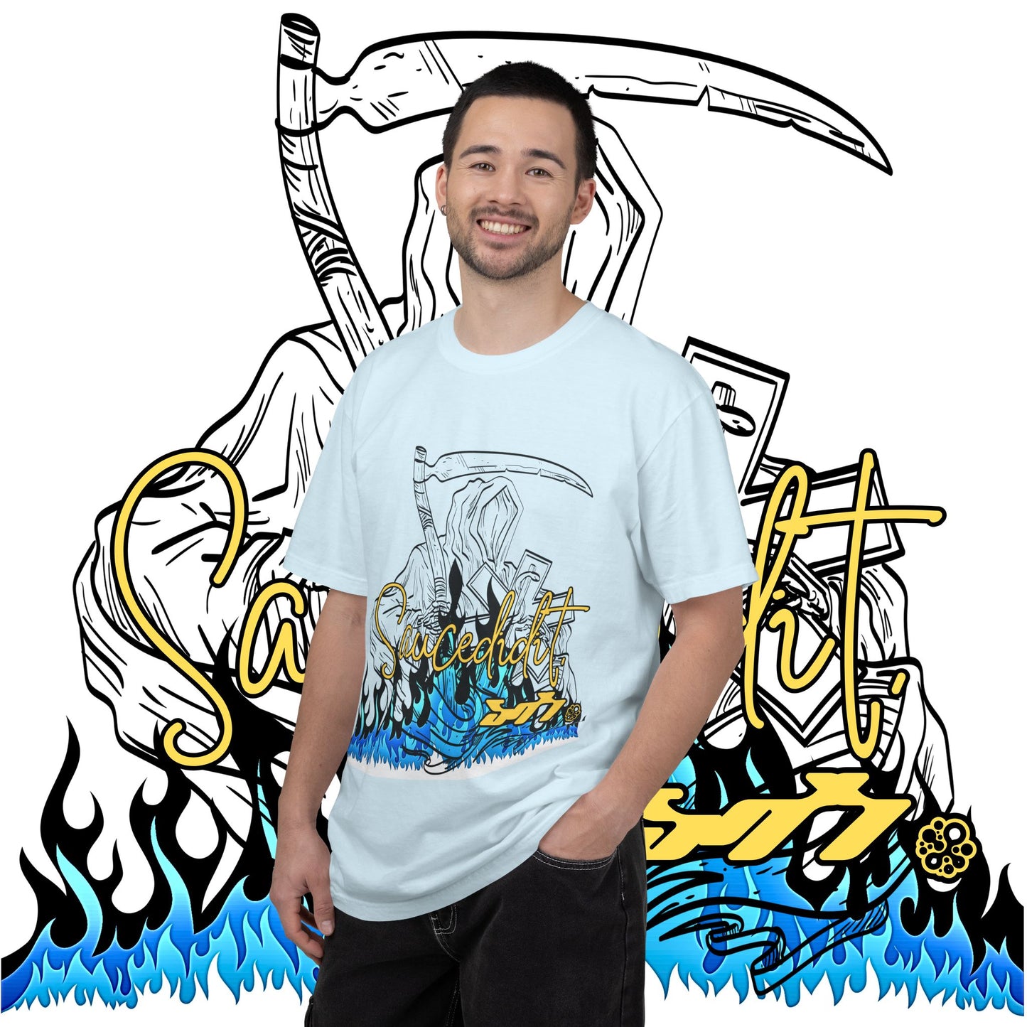 Grim Reaper Flames T-Shirt — "Sacred It" Graphic Tee