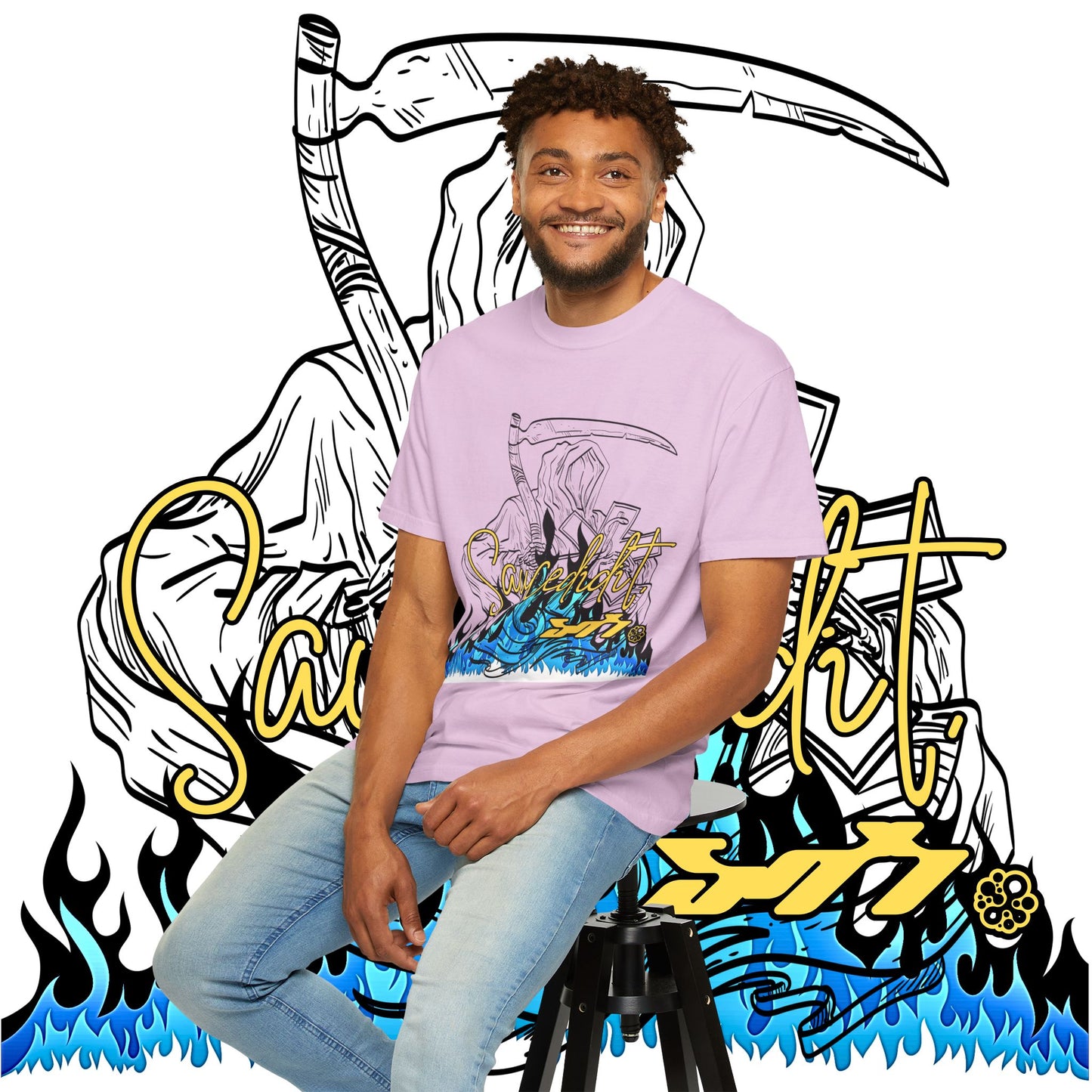 Grim Reaper Flames T-Shirt — "Sacred It" Graphic Tee