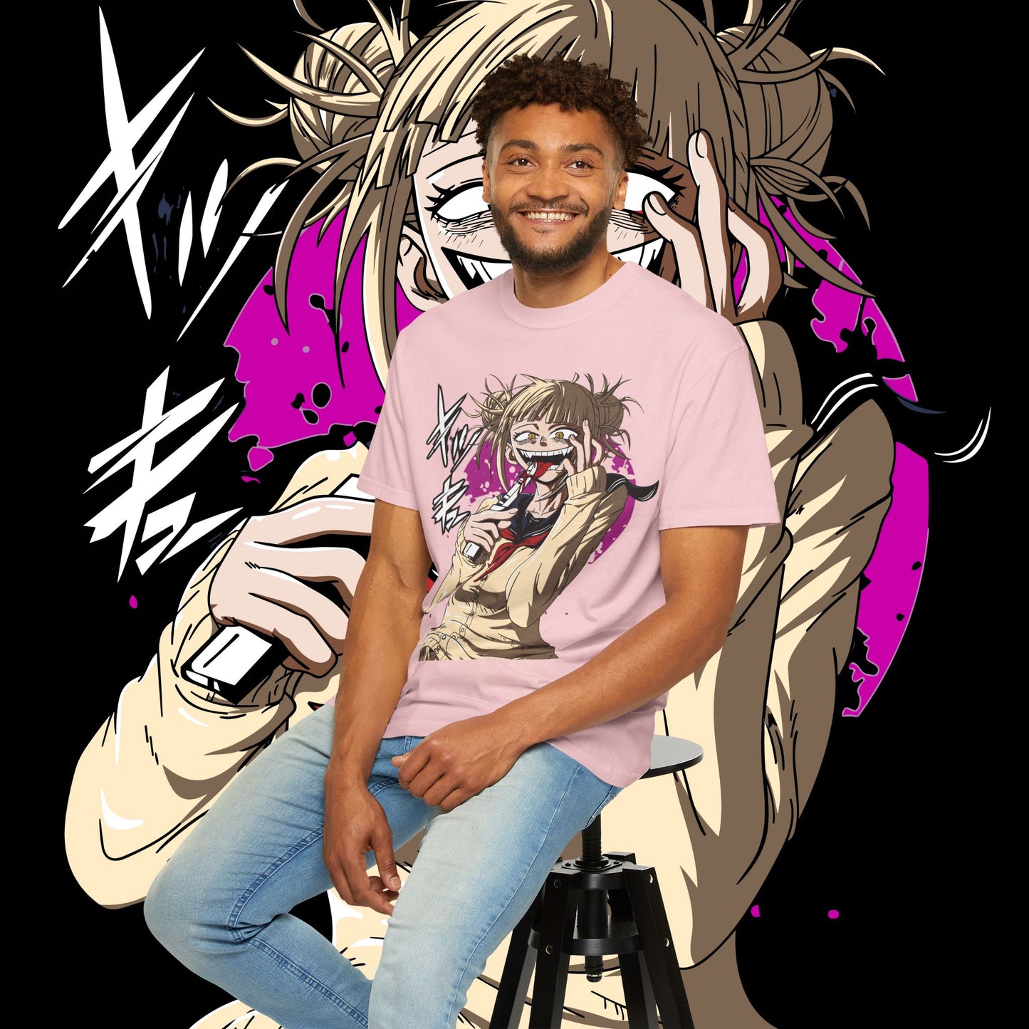 Anime Himiko Toga Unisex Garment-Dyed T-shirt, My Hero Academia, Villain Shirt, Cosplay Tee, Manga Fan Top