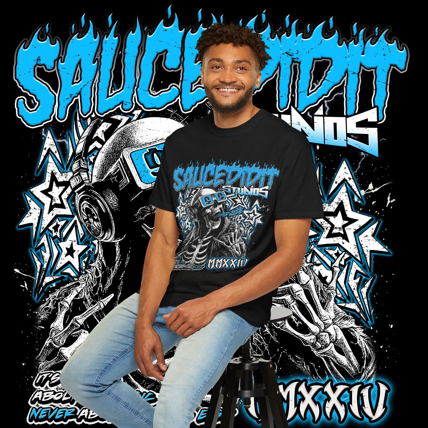 Sauced Out Skeleton Tee — "Don't Talk Too Much" Streetwear T-Shirt