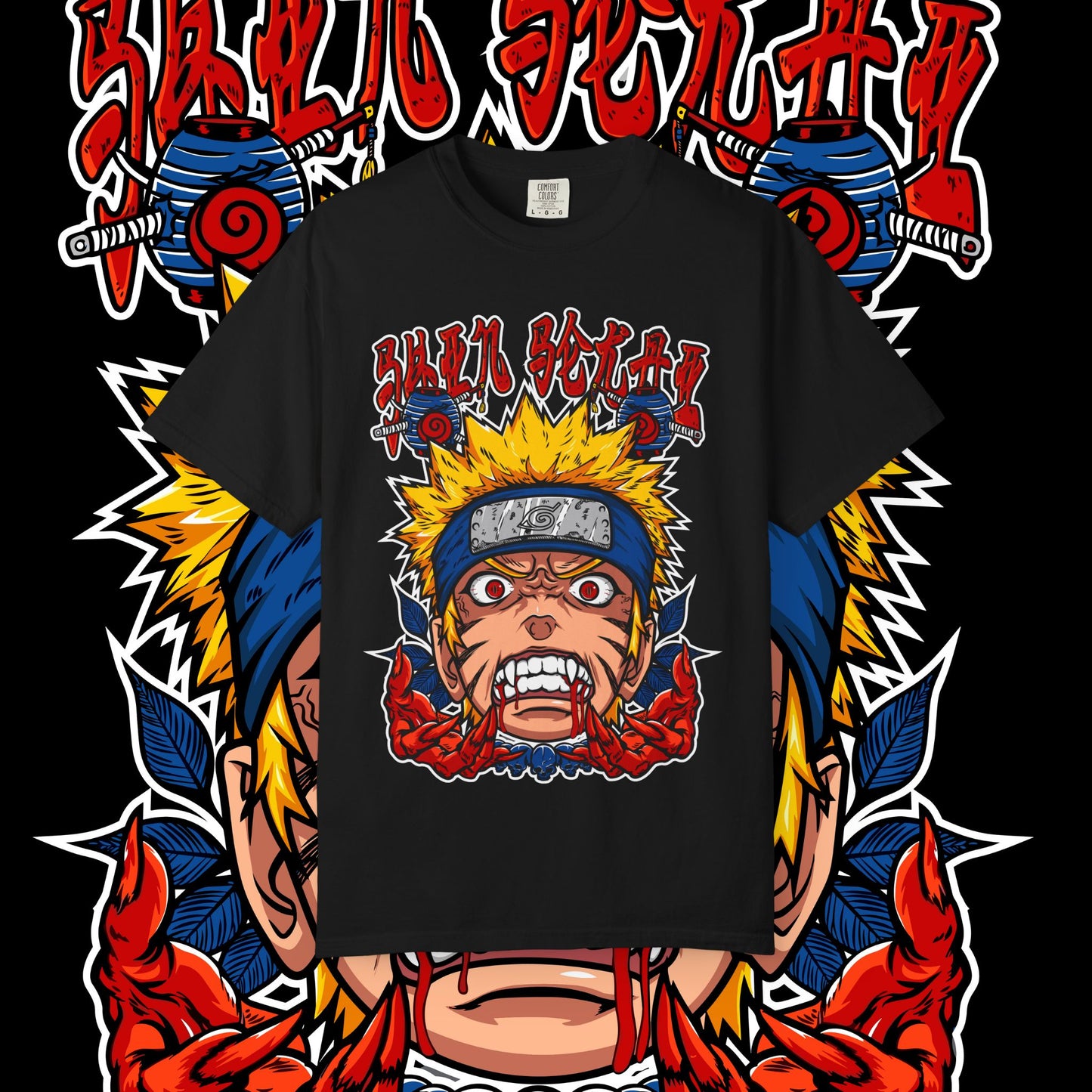 Naruto Nine Tails Faze T-shirt, Anime Graphic Tee, Unisex Cotton Shirt, Japanese Manga Merch, Cool Streetwear Top