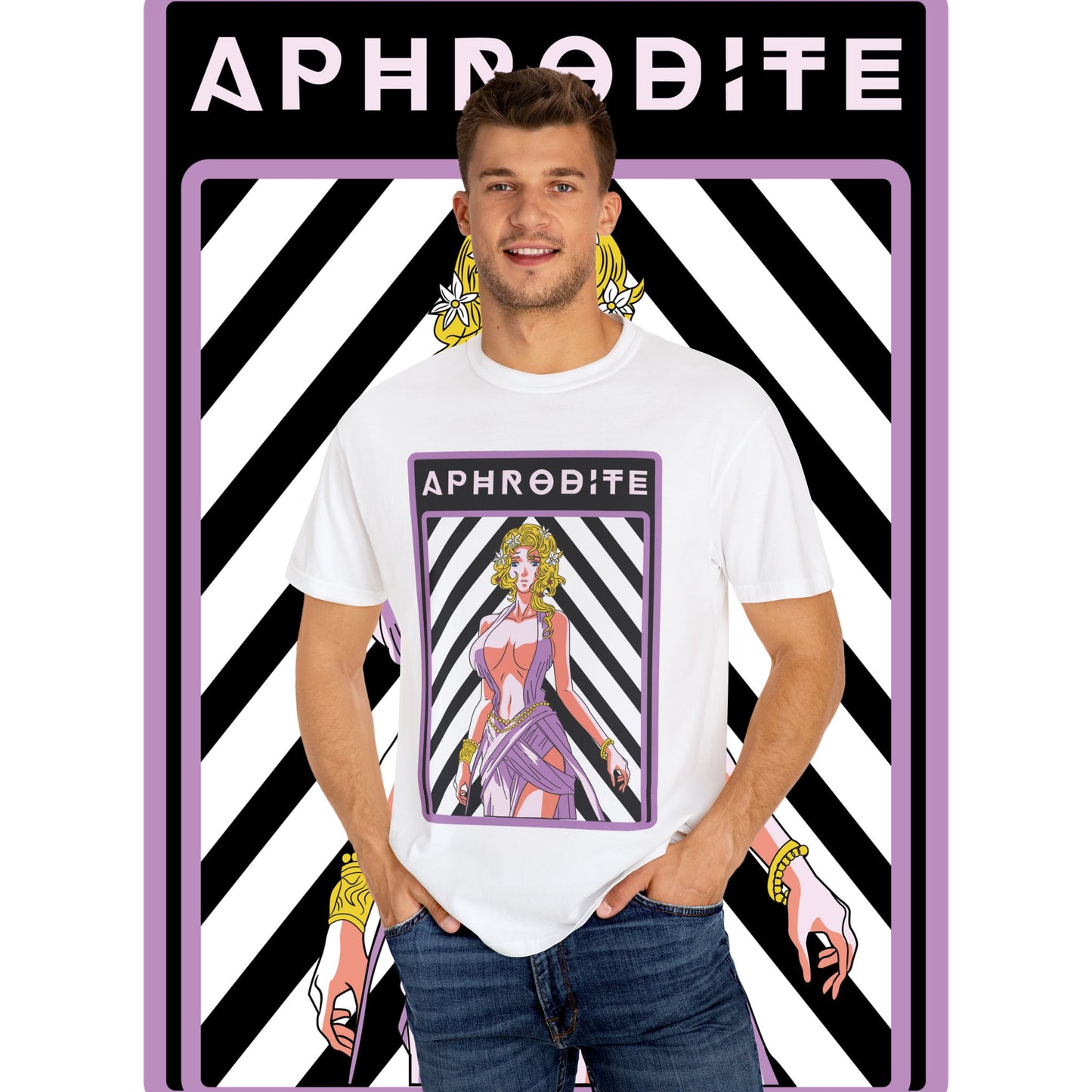 Aphrodite Unisex Garment-Dyed T-Shirt, Greek Mythology Tee, Trendy Graphic Shirt, Fashion Gift, Summer Wear, Casual Streetwear