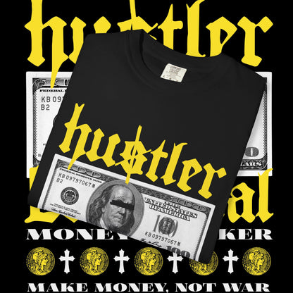 Hustler Unisex Garment-Dyed T-Shirt, Vintage Style Tee, Money Maker Apparel, Unique Graphic Shirt, Streetwear Fashion