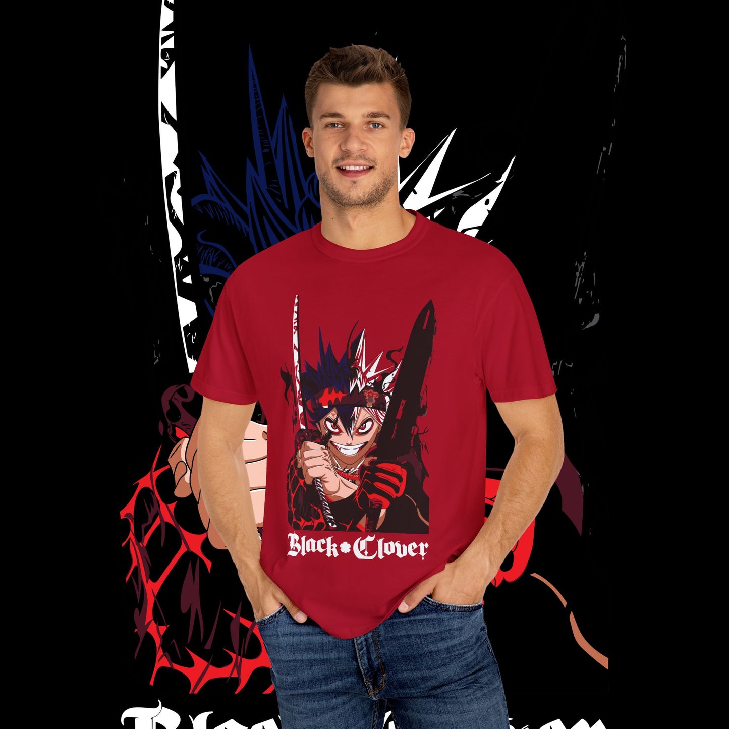 Black Clover Asta Demon Form Red Black Flame Unisex T-shirt, Anime Shirt, Manga Tee, Japanese Graphic Top, Cosplay Costume, Otaku Clothing
