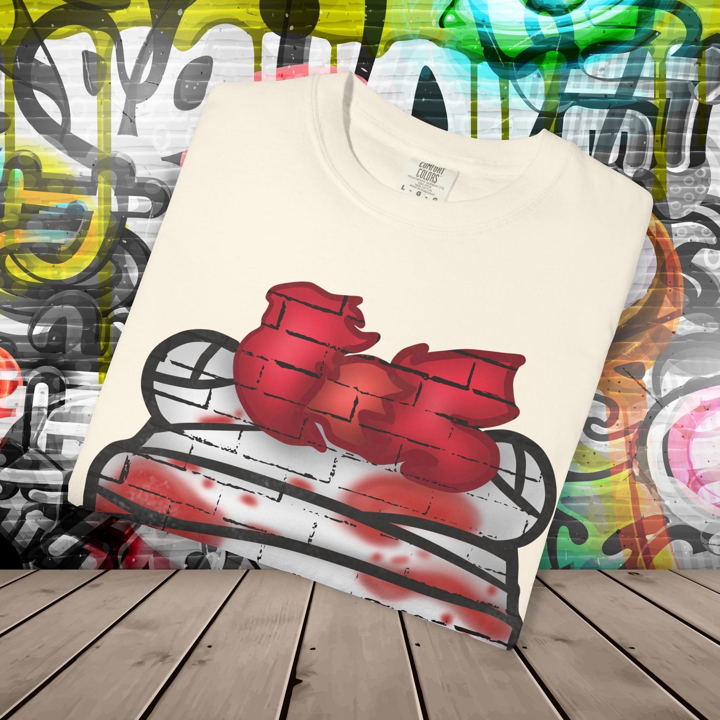 Graffiti Bandage Bear T-Shirt — 'SaucedIt' Streetwear Graphic Tee