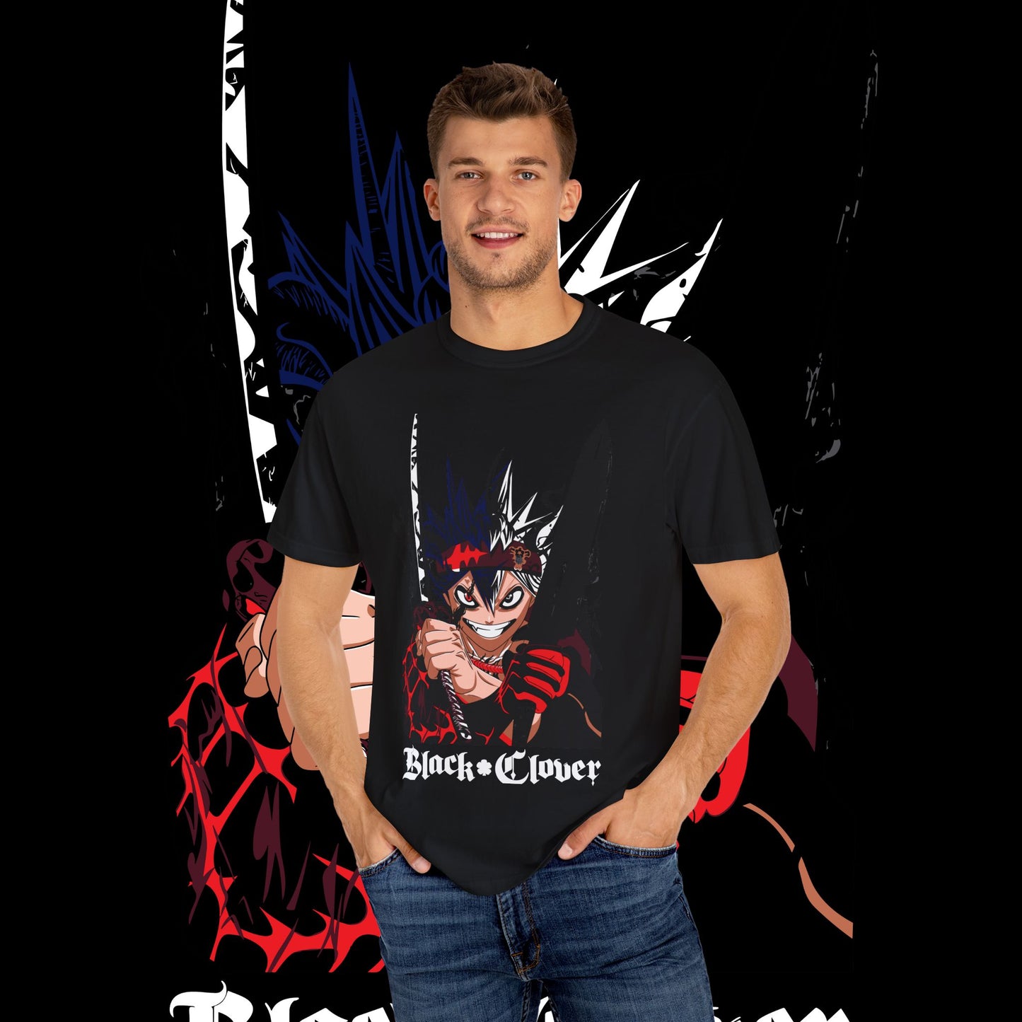Black Clover Asta Demon Form Red Black Flame Unisex T-shirt, Anime Shirt, Manga Tee, Japanese Graphic Top, Cosplay Costume, Otaku Clothing