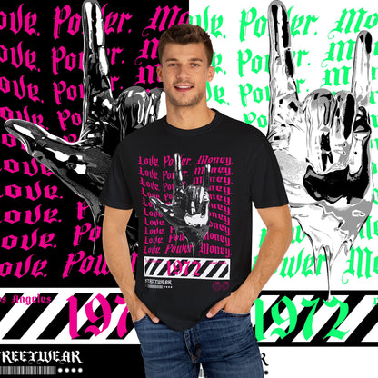 Love Power Money Unisex Garment-Dyed T-shirt, Money Manifestation Tee, Positive Affirmation Shirt, Law of Attraction Clothing, Spiritual