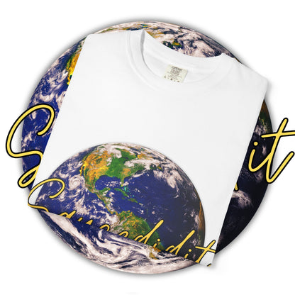 Earth-Themed T-Shirt - Comfortable Garment-Dyed Tee for Eco Lovers, Gift for Earth Day, Trendy Fashion, Casual Wear, Unisex Tee, Earth Day