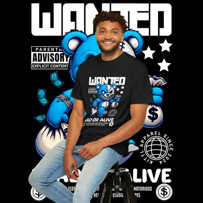 Wanted Teddy Bear Bandit T-Shirt, Graphic Tee, Fun Gift, Streetwear Style, Casual Wear, Unique Design