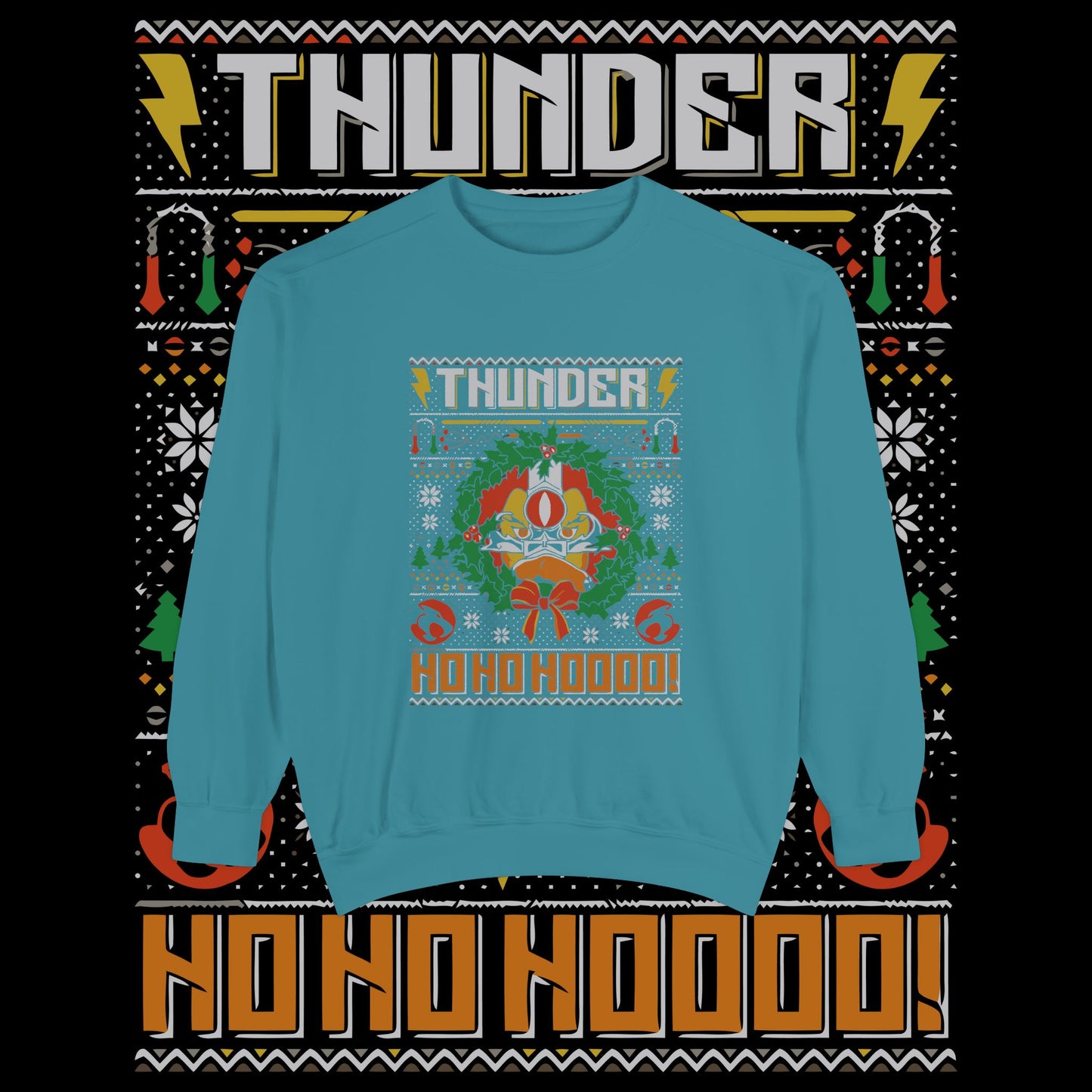 Thunder Ho Ho Ho! Holiday Sweatshirt — Retro Christmas Graphic Sweater