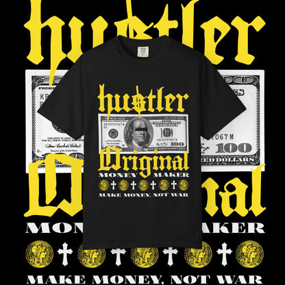 Hustler Unisex Garment-Dyed T-Shirt, Vintage Style Tee, Money Maker Apparel, Unique Graphic Shirt, Streetwear Fashion