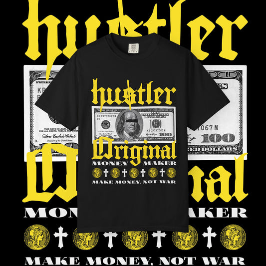 Hustler Unisex Garment-Dyed T-Shirt, Vintage Style Tee, Money Maker Apparel, Unique Graphic Shirt, Streetwear Fashion
