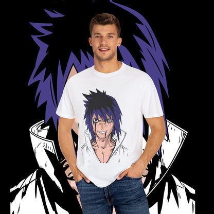 Anime Sasuke Uchiha Unisex T-shirt, Geometric Anime Tee, Japanese Cartoon Shirt, Manga Fan Apparel, Naruto Character Top