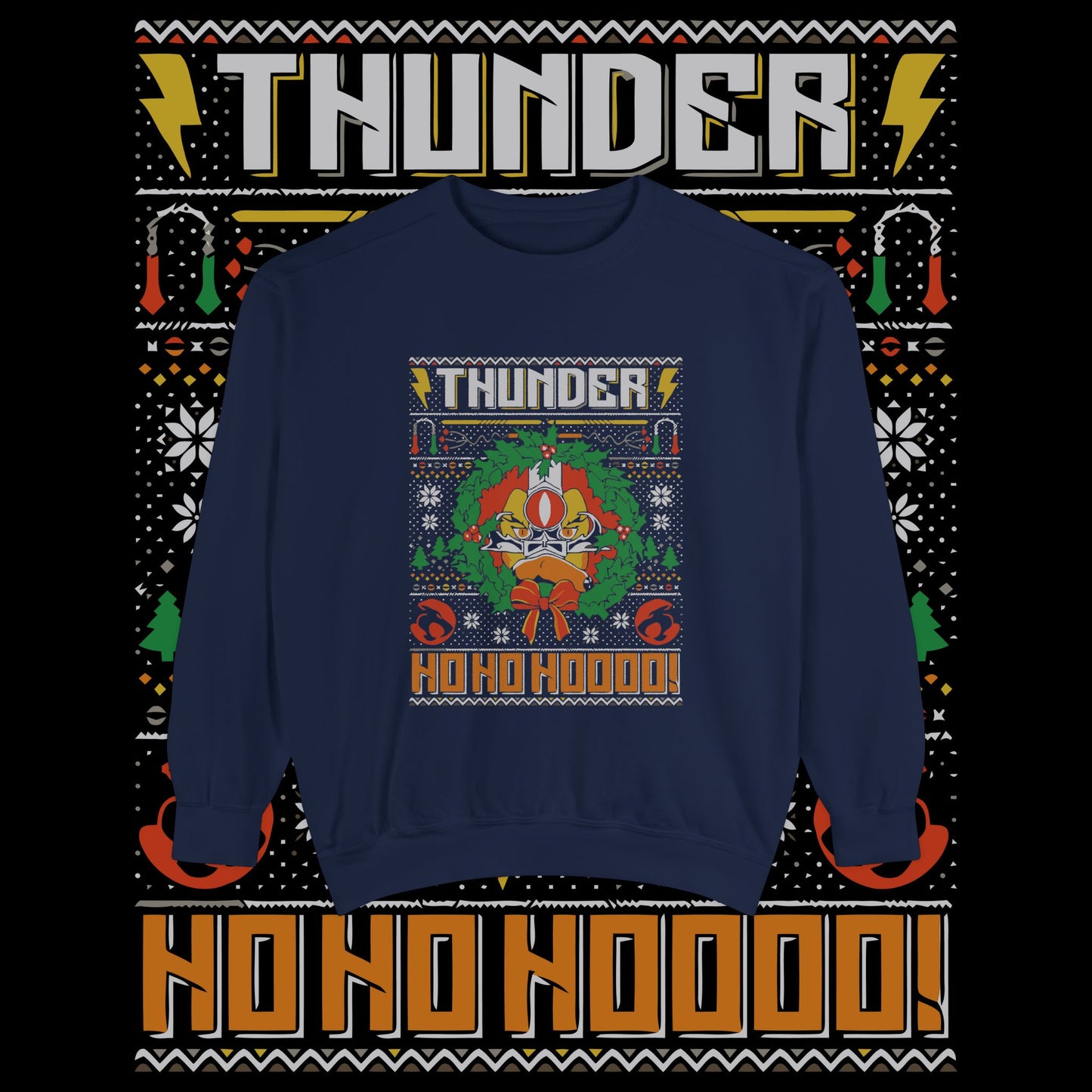 Thunder Ho Ho Ho! Holiday Sweatshirt — Retro Christmas Graphic Sweater