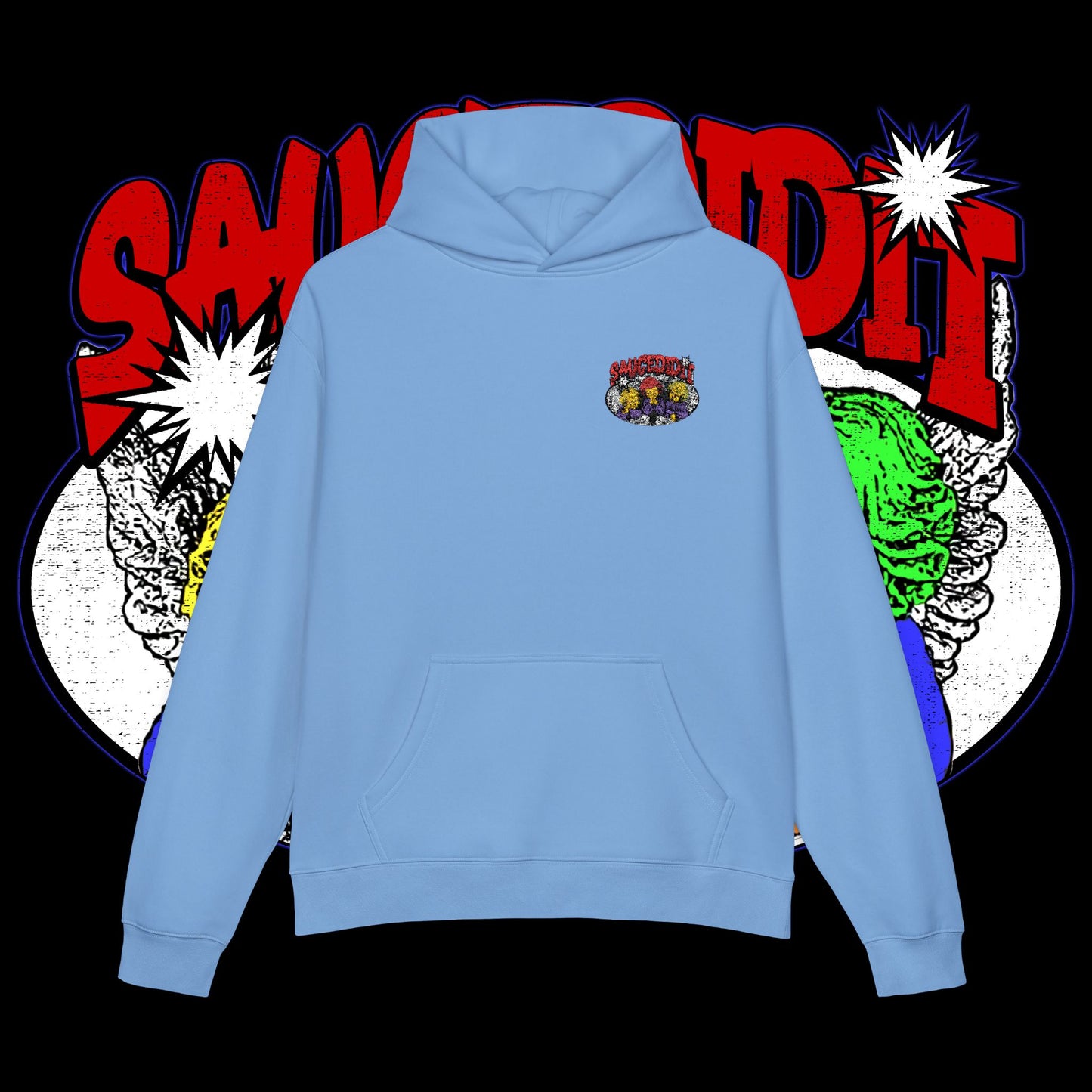 Sauced It Retro Pop Art Hoodie — 'Sauced It' Embroidered Graphic Pullover