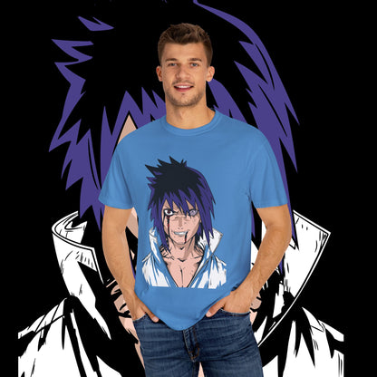 Anime Sasuke Uchiha Unisex T-shirt, Geometric Anime Tee, Japanese Cartoon Shirt, Manga Fan Apparel, Naruto Character Top