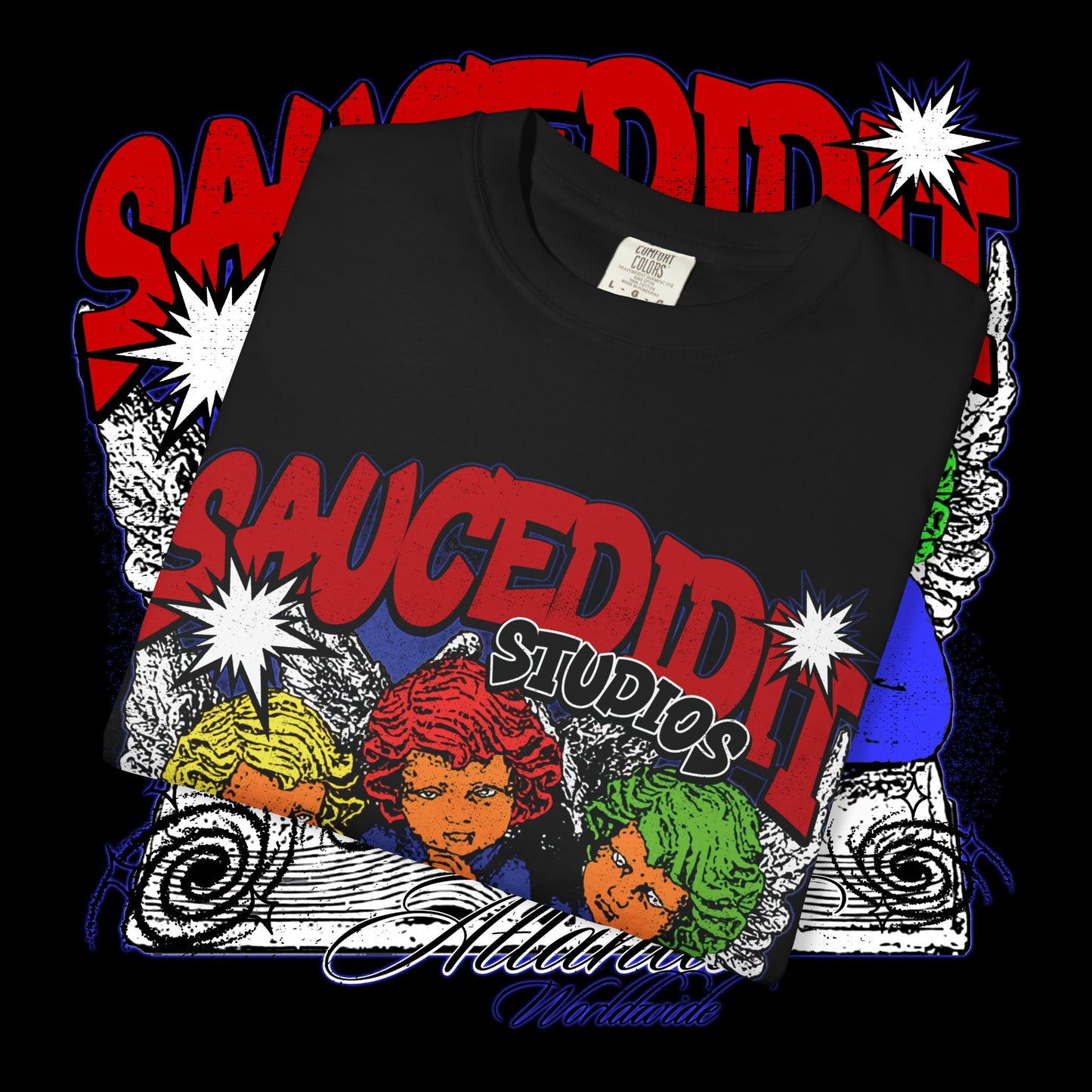 Saucedidit Cartoon Trio Graphic T-Shirt