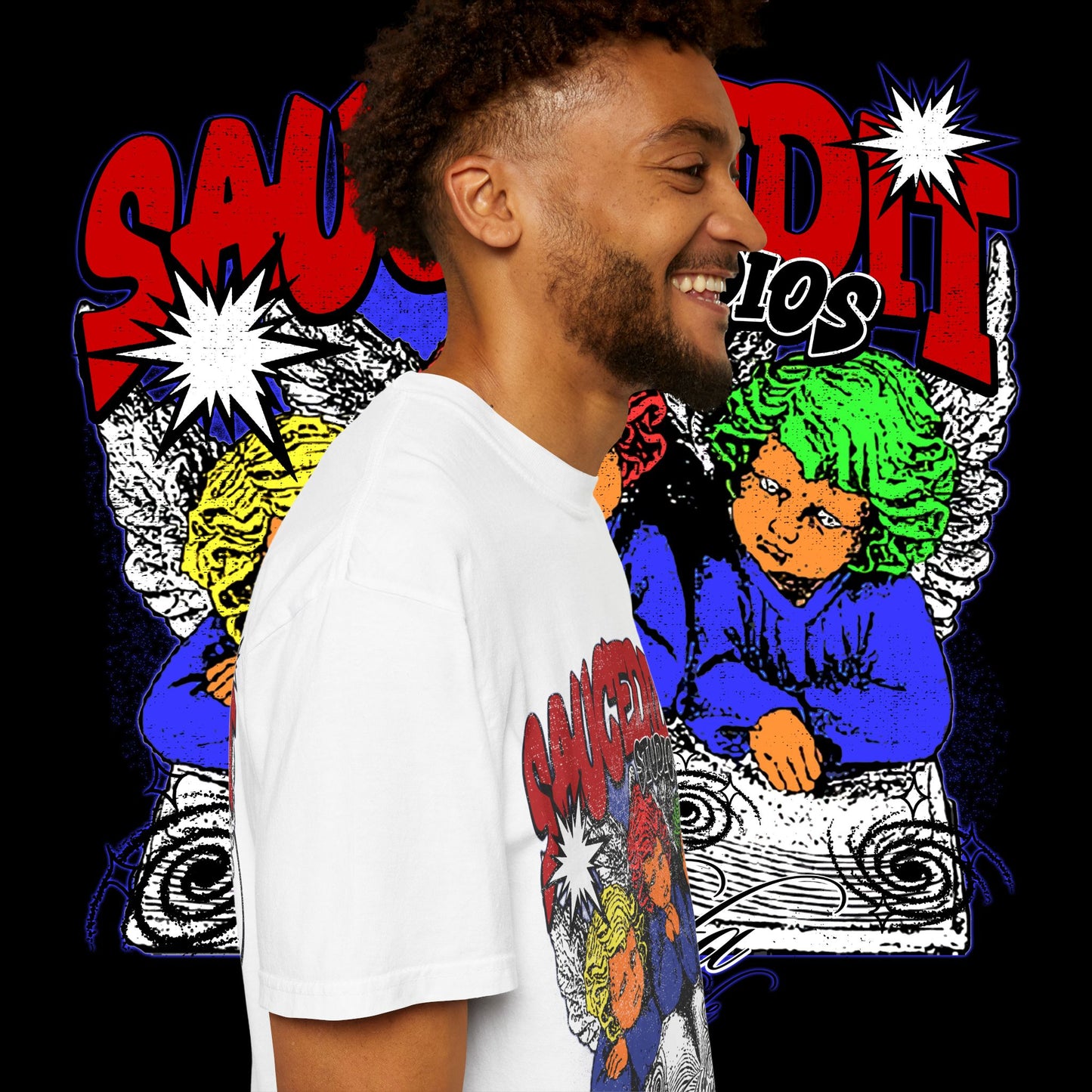 Saucedidit Cartoon Trio Graphic T-Shirt