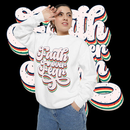 Faith Over Fear Retro Rainbow Sweatshirt