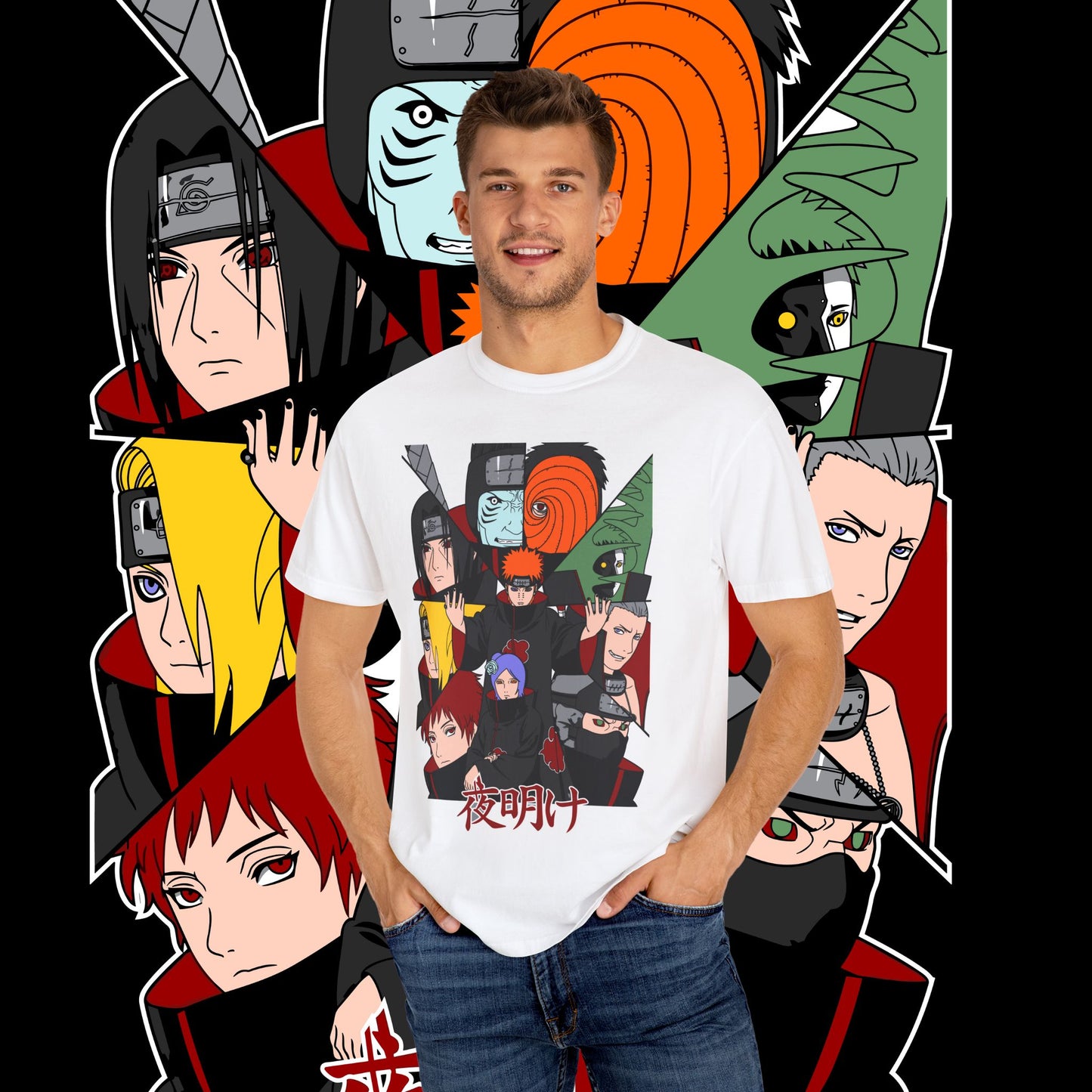 Naruto Akatsuki T-shirt, Anime Tee, Manga Shirt, Japanese Cartoon Top, Unisex Clothing