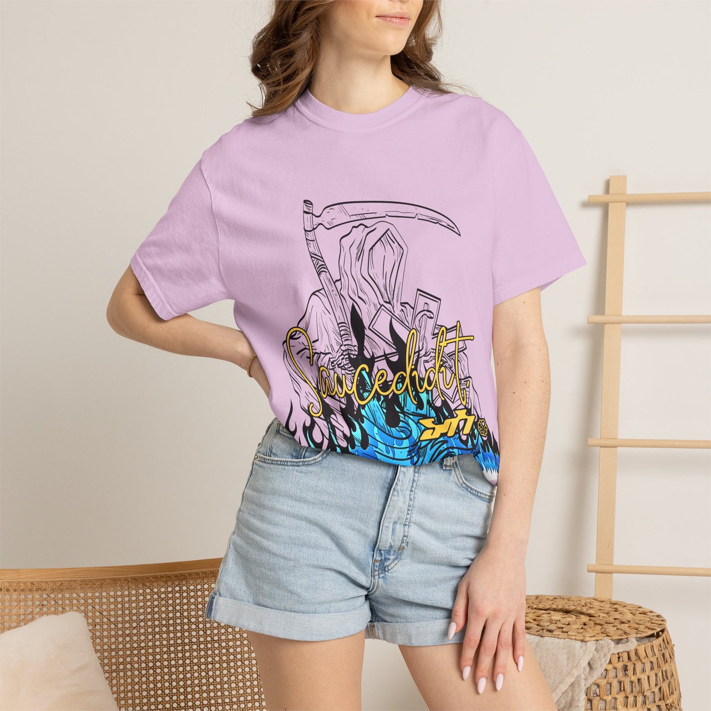 Grim Reaper Flames T-Shirt — "Sacred It" Graphic Tee