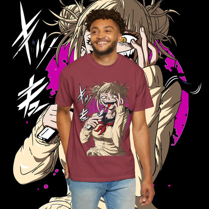 Anime Himiko Toga Unisex Garment-Dyed T-shirt, My Hero Academia, Villain Shirt, Cosplay Tee, Manga Fan Top