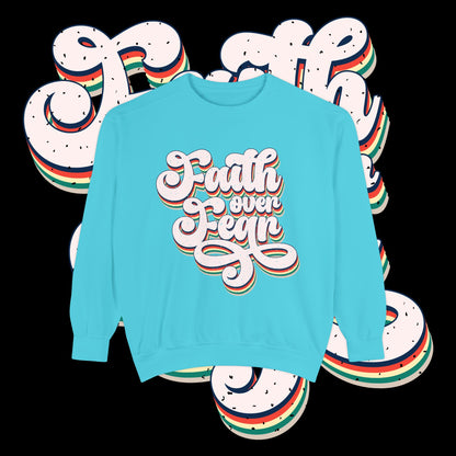 Faith Over Fear Retro Rainbow Sweatshirt