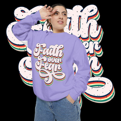 Faith Over Fear Retro Rainbow Sweatshirt