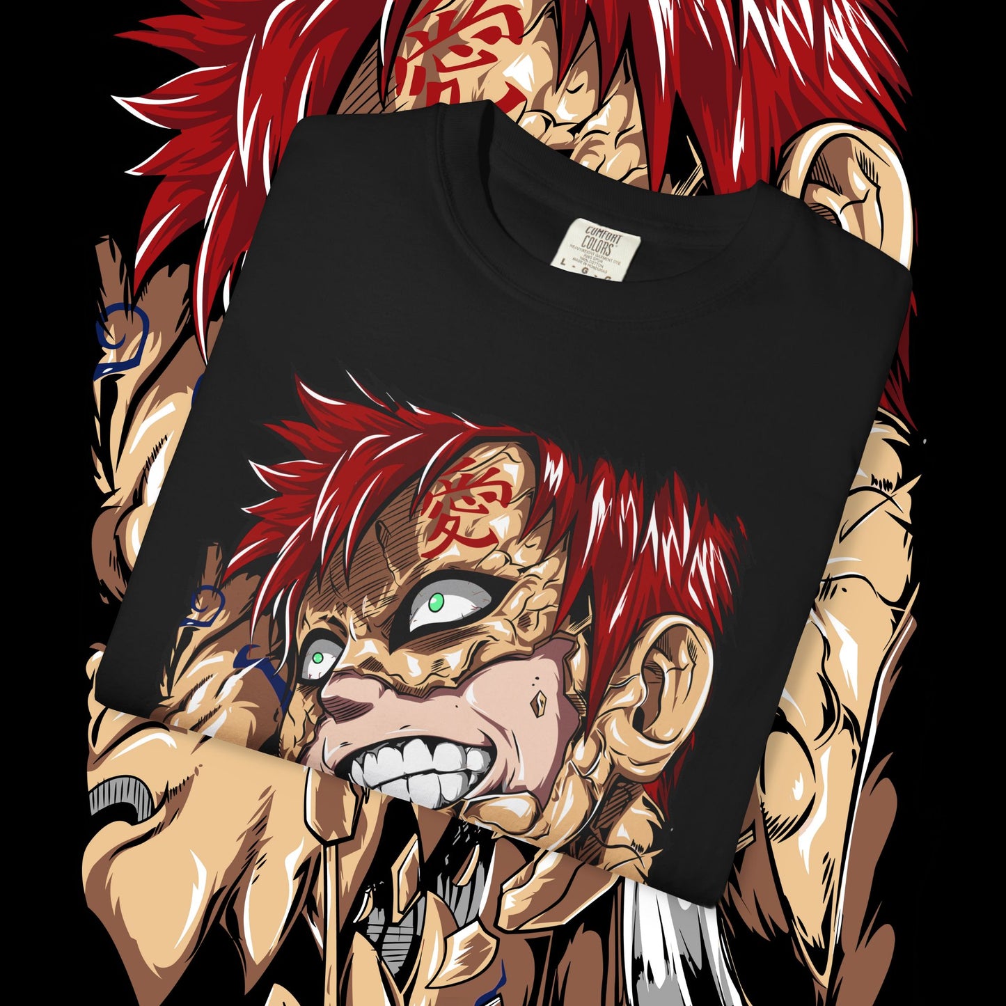 Anime Gaara of the Sand Unisex Garment-Dyed T-shirt, Japanese Manga Tee, Naruto Fan Gift, Cosplay Shirt, Geek Apparel