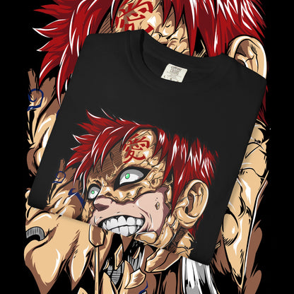 Anime Gaara of the Sand Unisex Garment-Dyed T-shirt, Japanese Manga Tee, Naruto Fan Gift, Cosplay Shirt, Geek Apparel