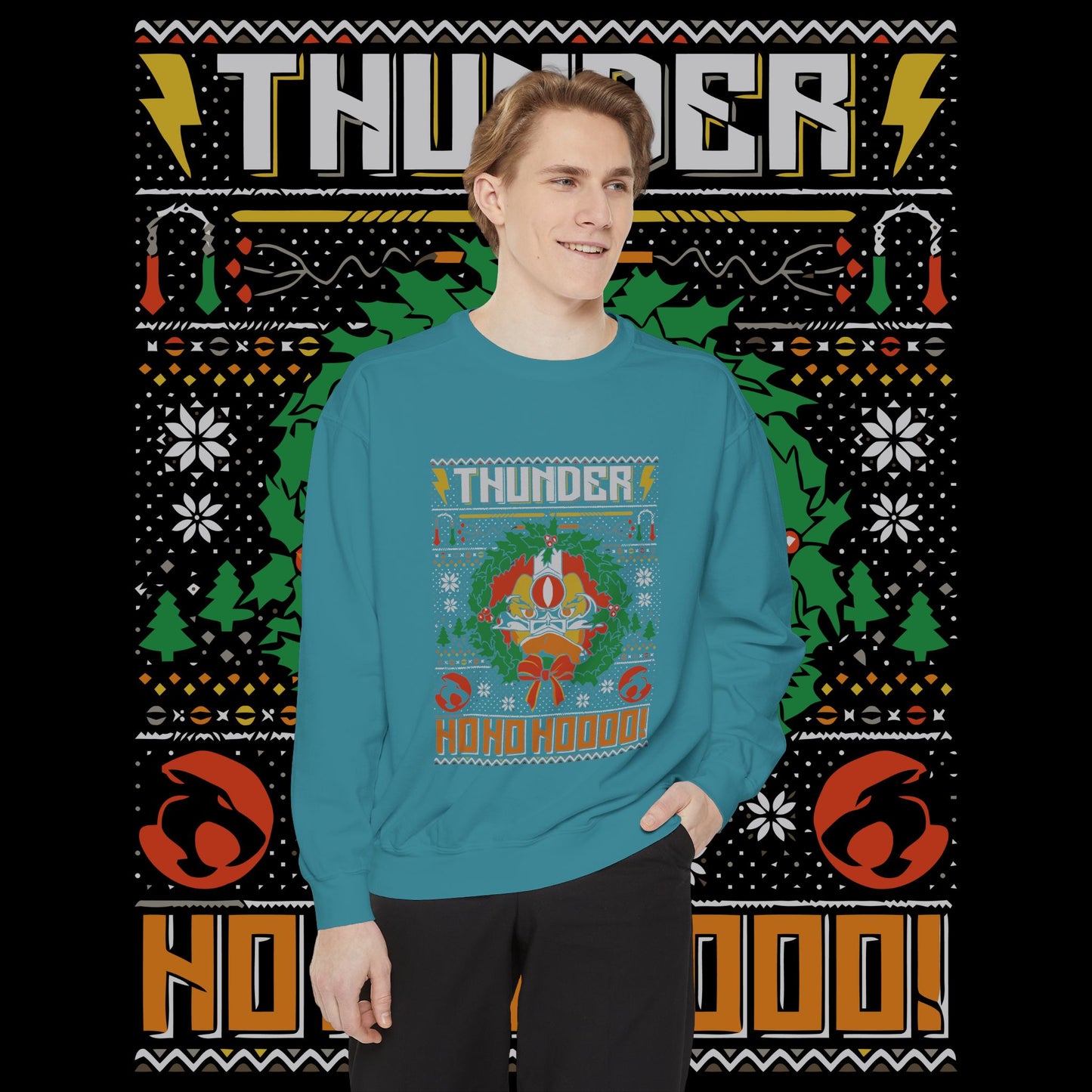 Thunder Ho Ho Ho! Holiday Sweatshirt — Retro Christmas Graphic Sweater