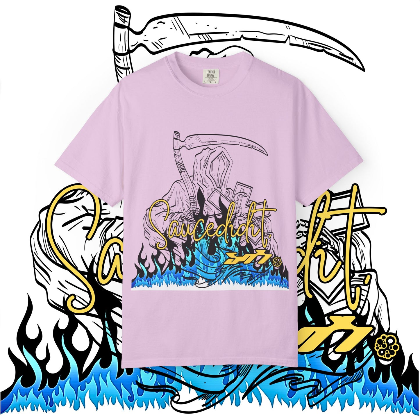 Grim Reaper Flames T-Shirt — "Sacred It" Graphic Tee