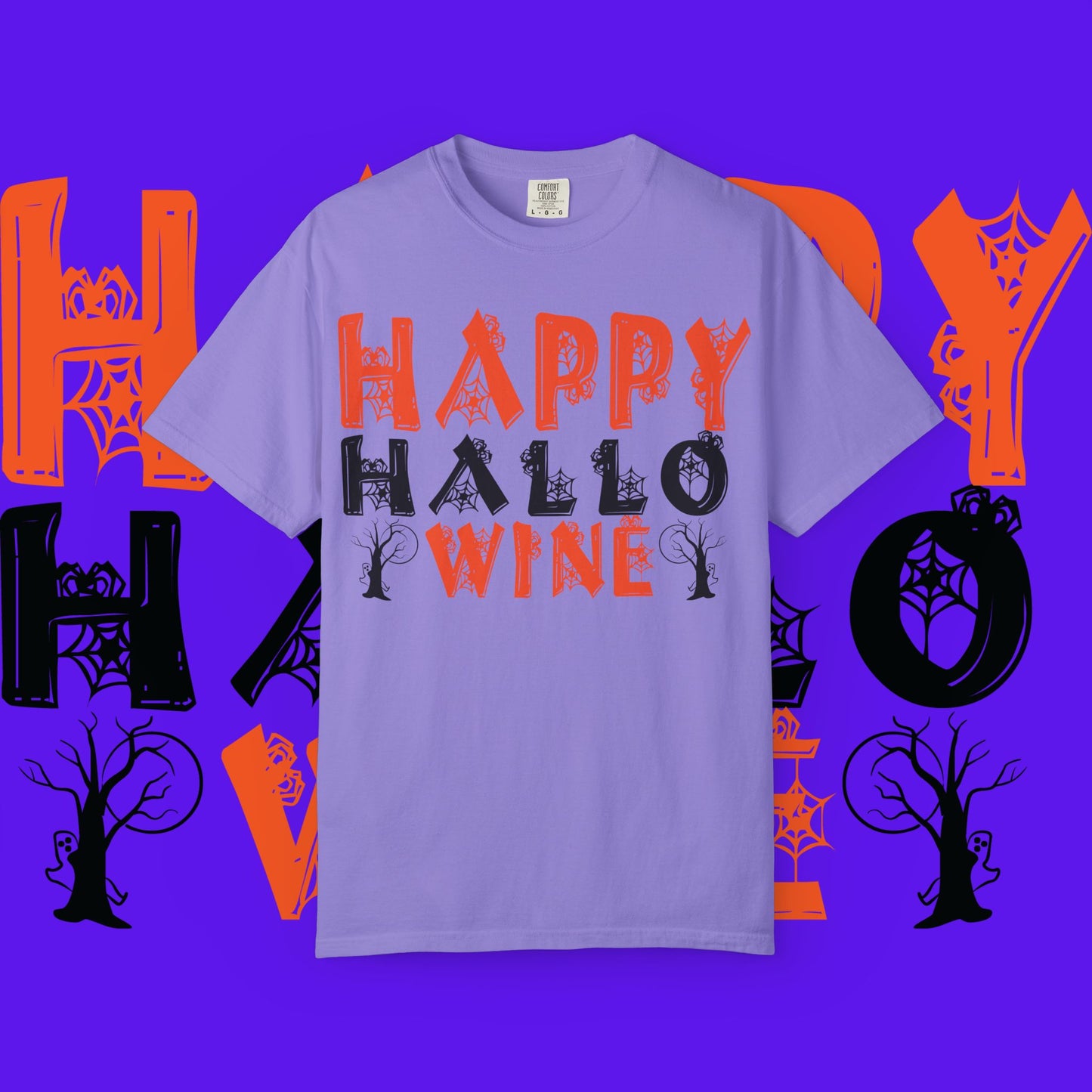 Hallowine T-Shirt, Halloween Tee, Spooky Celebration Shirt, Fall Festivity Apparel, Fun Halloween Gift, Unisex Garment-Dyed Tee