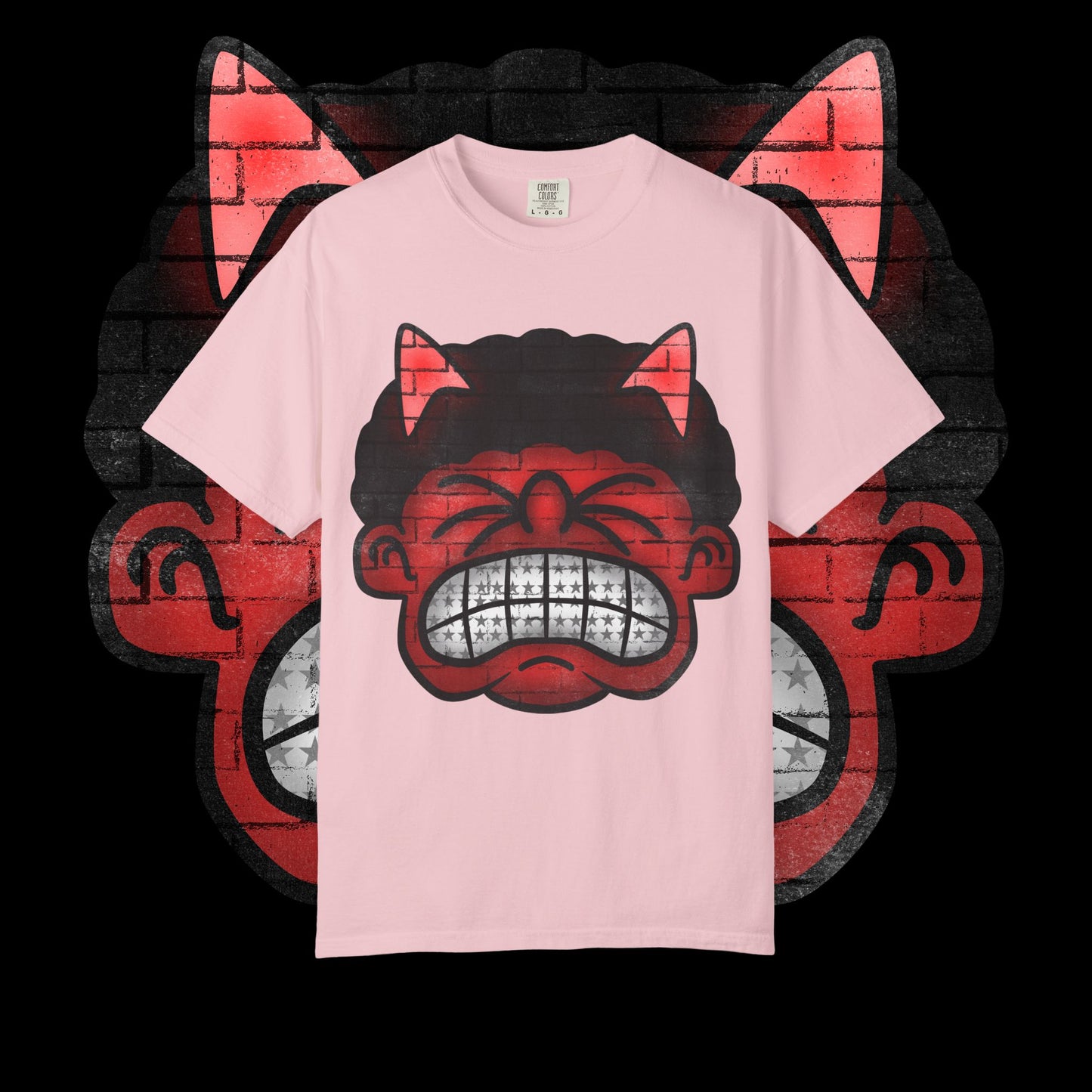 Devil Grin T-Shirt — Retro Graffiti Streetwear with 'SAVEDBYDT' Back Logo