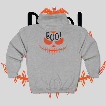 Halloween Spirit Hooded Sweatshirt - Cozy Zip Hoodie, Fall Apparel, Ghost Lovers Gift, Spooky Season Clothing, Unisex Hoodie