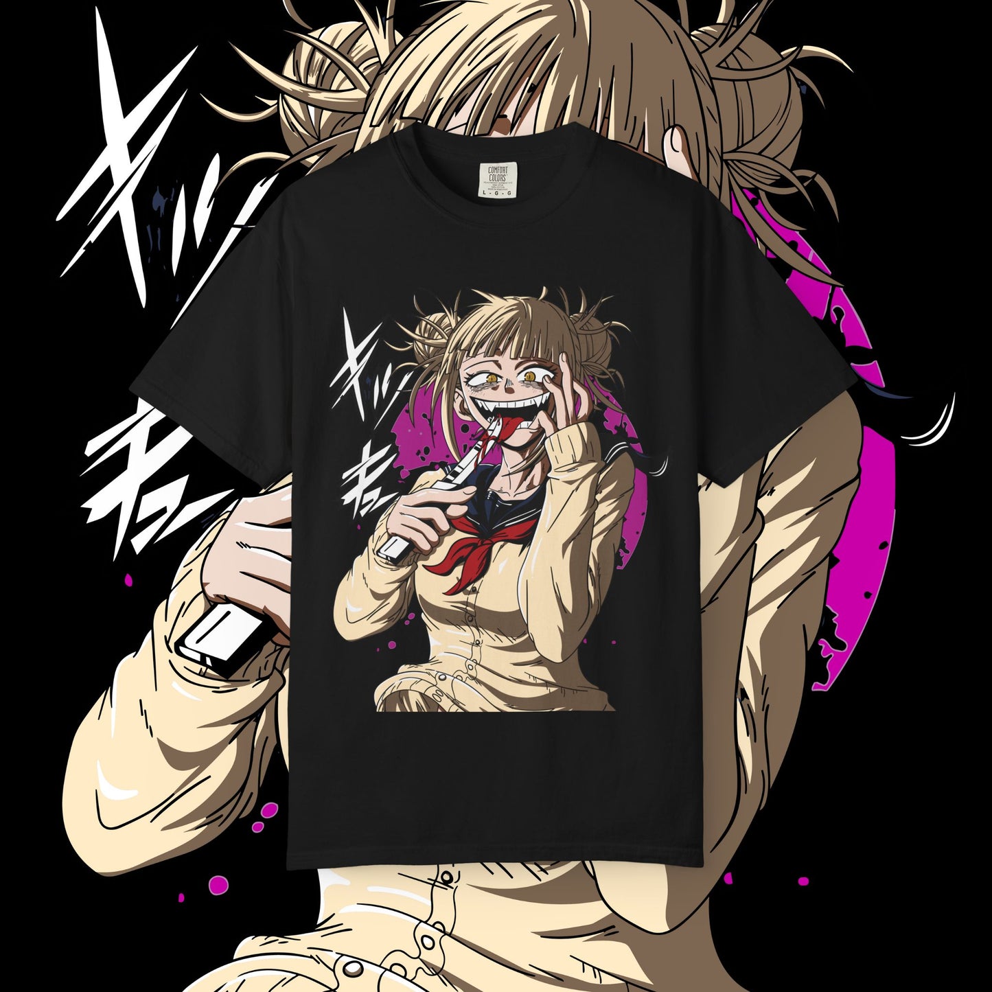 Anime Himiko Toga Unisex Garment-Dyed T-shirt, My Hero Academia, Villain Shirt, Cosplay Tee, Manga Fan Top