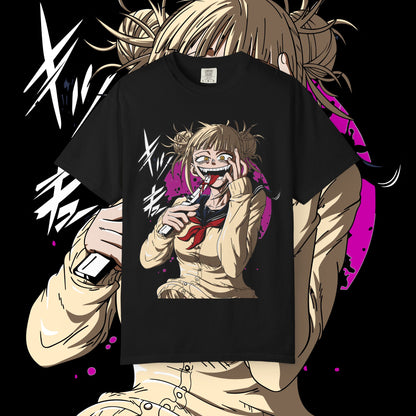 Anime Himiko Toga Unisex Garment-Dyed T-shirt, My Hero Academia, Villain Shirt, Cosplay Tee, Manga Fan Top