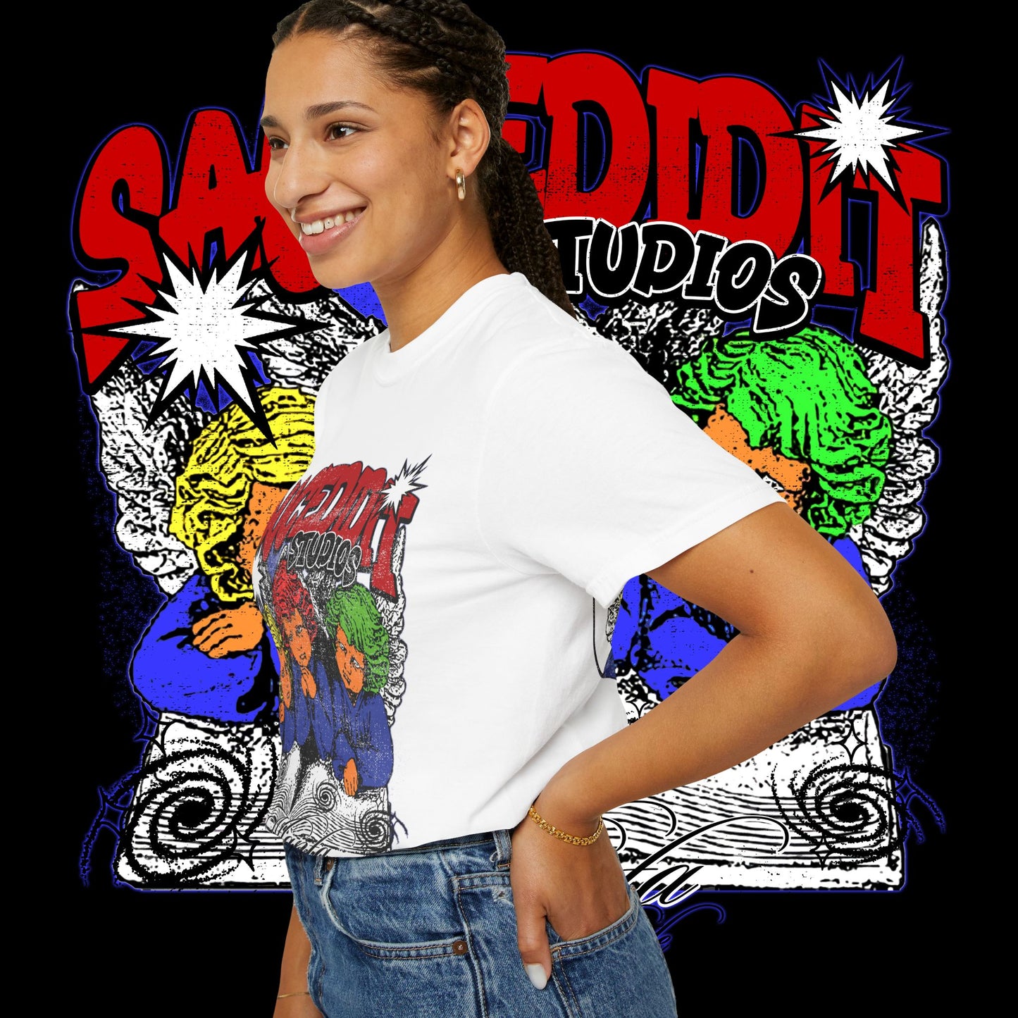 Saucedidit Cartoon Trio Graphic T-Shirt