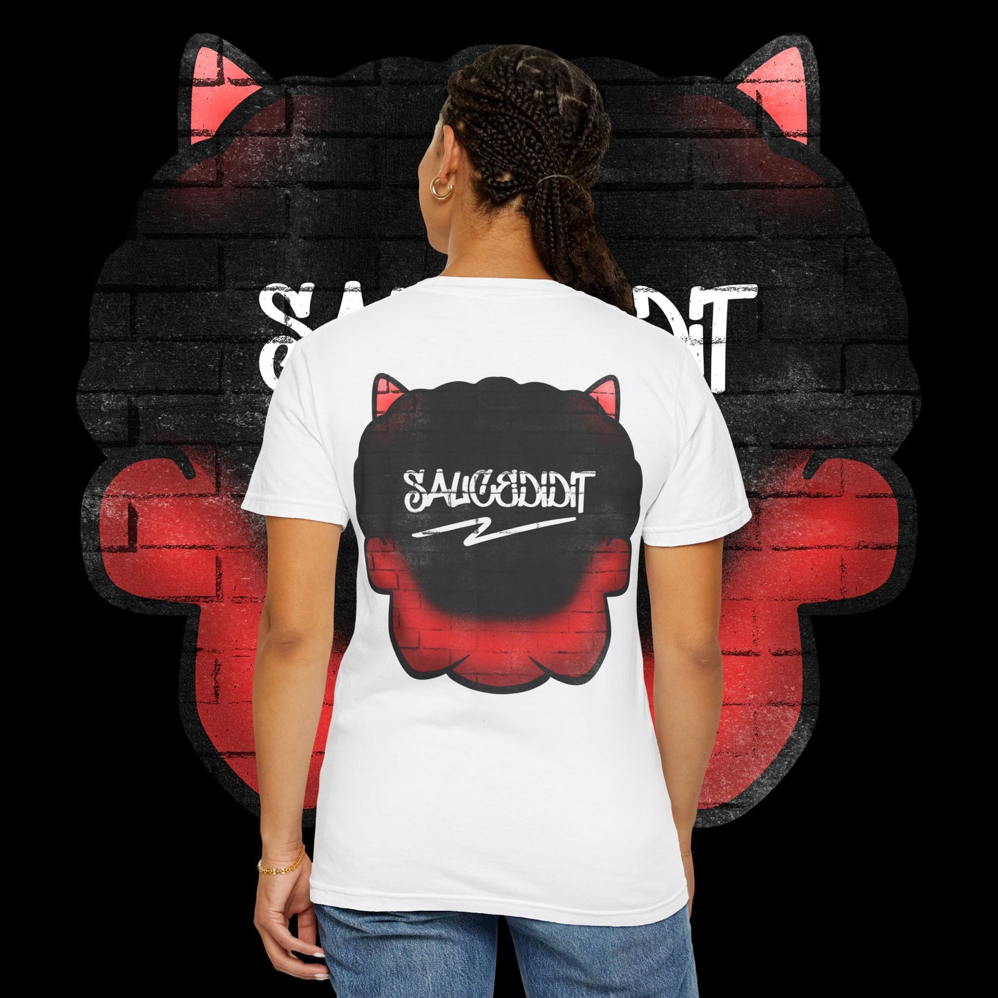 Devil Grin T-Shirt — Retro Graffiti Streetwear with 'SAVEDBYDT' Back Logo