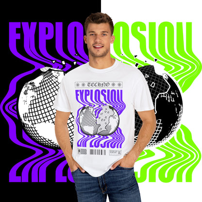 Techno Explosion Unisex T-Shirt, Electric Vibe Tee, Rave Shirt, Festival Wear, Music Lover Gift