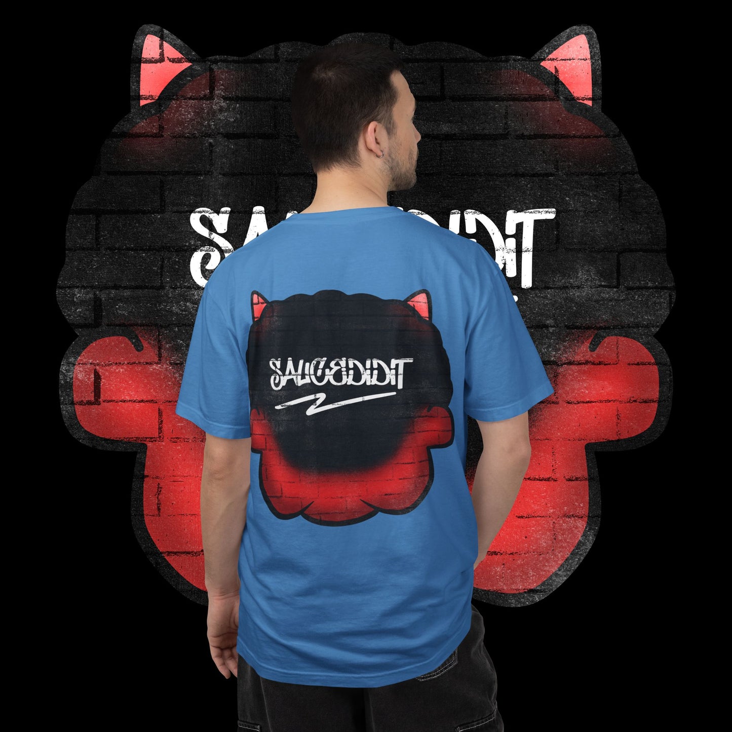 Devil Grin T-Shirt — Retro Graffiti Streetwear with 'SAVEDBYDT' Back Logo