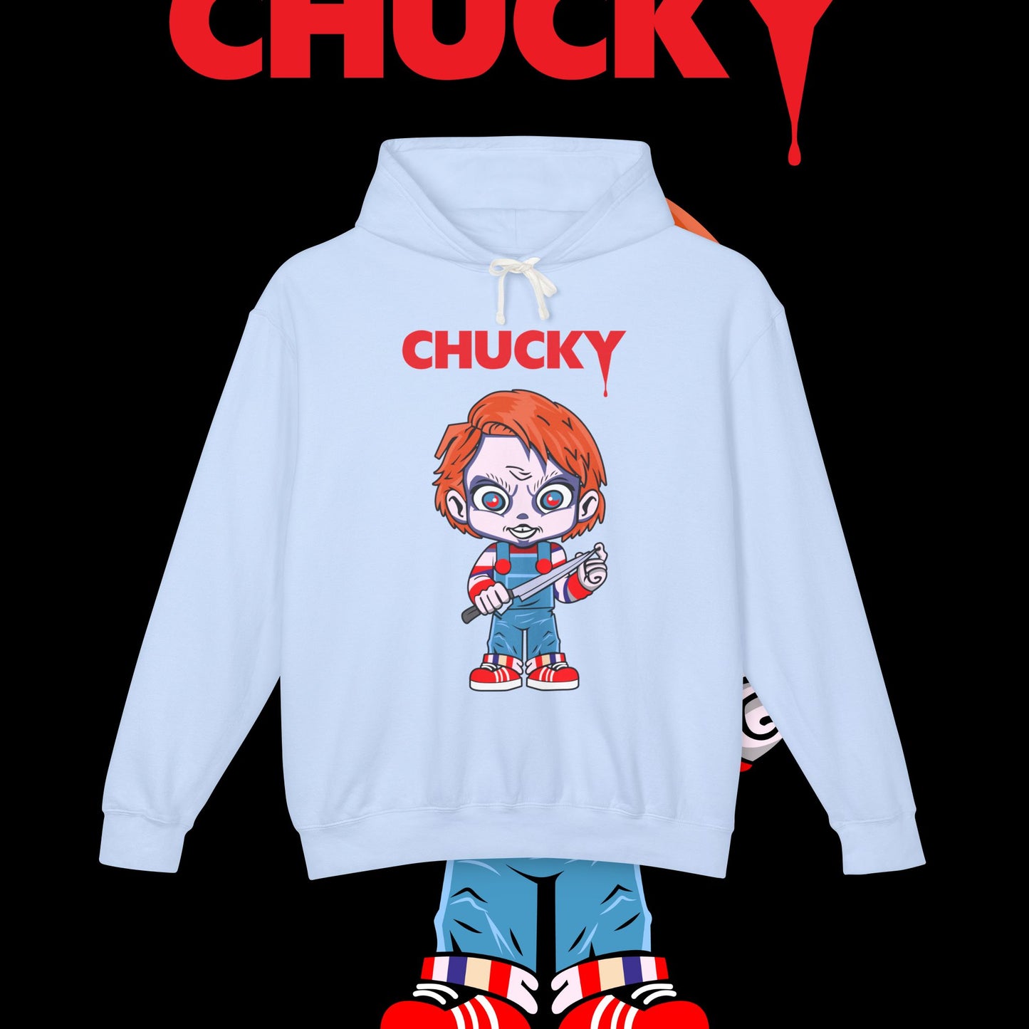 Chucky Inspired Sweatshirt, Unisex Lightweight Hoodie, Halloween Costume, Horror Movie Merchandise, Casual Wear, Gift for Fans