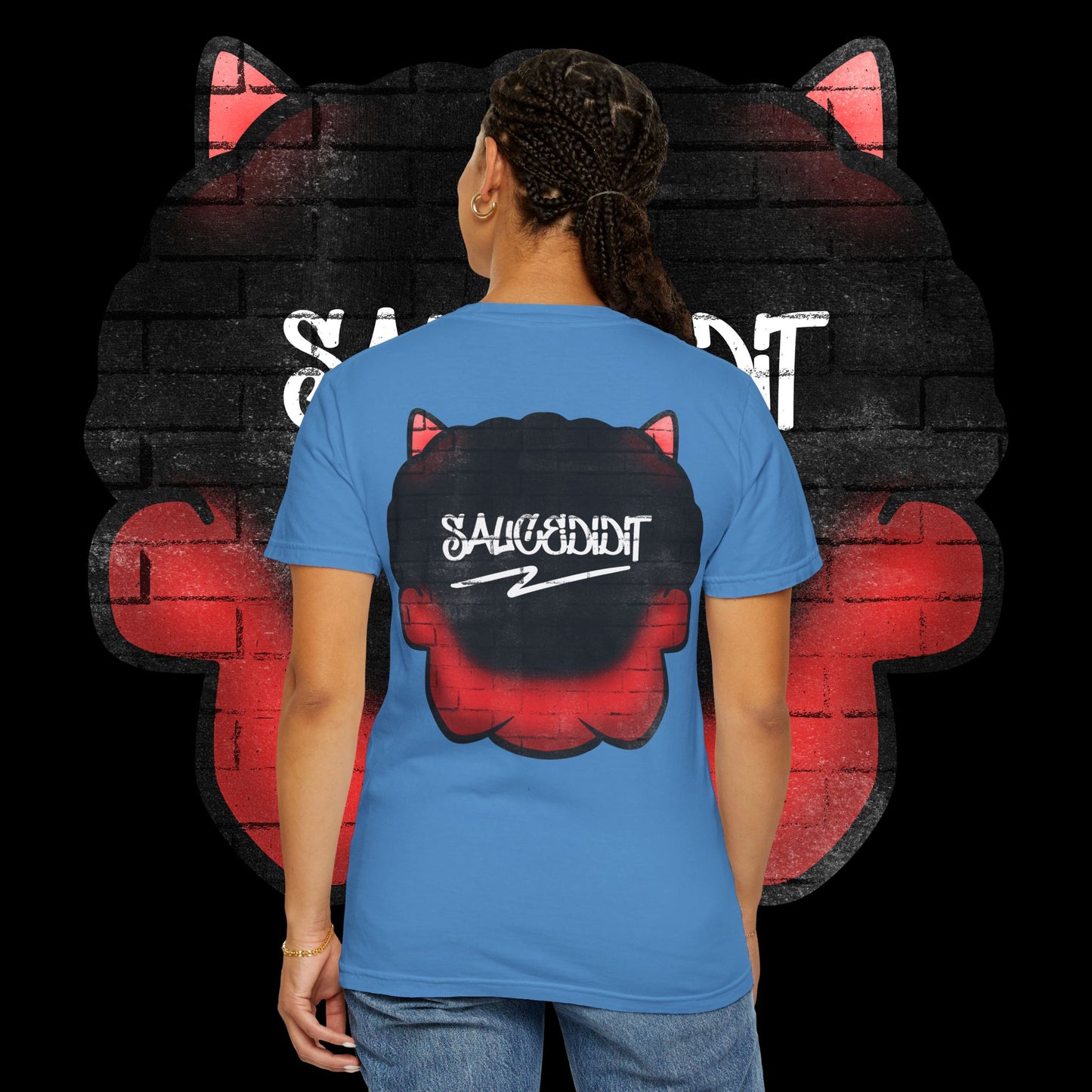 Devil Grin T-Shirt — Retro Graffiti Streetwear with 'SAVEDBYDT' Back Logo