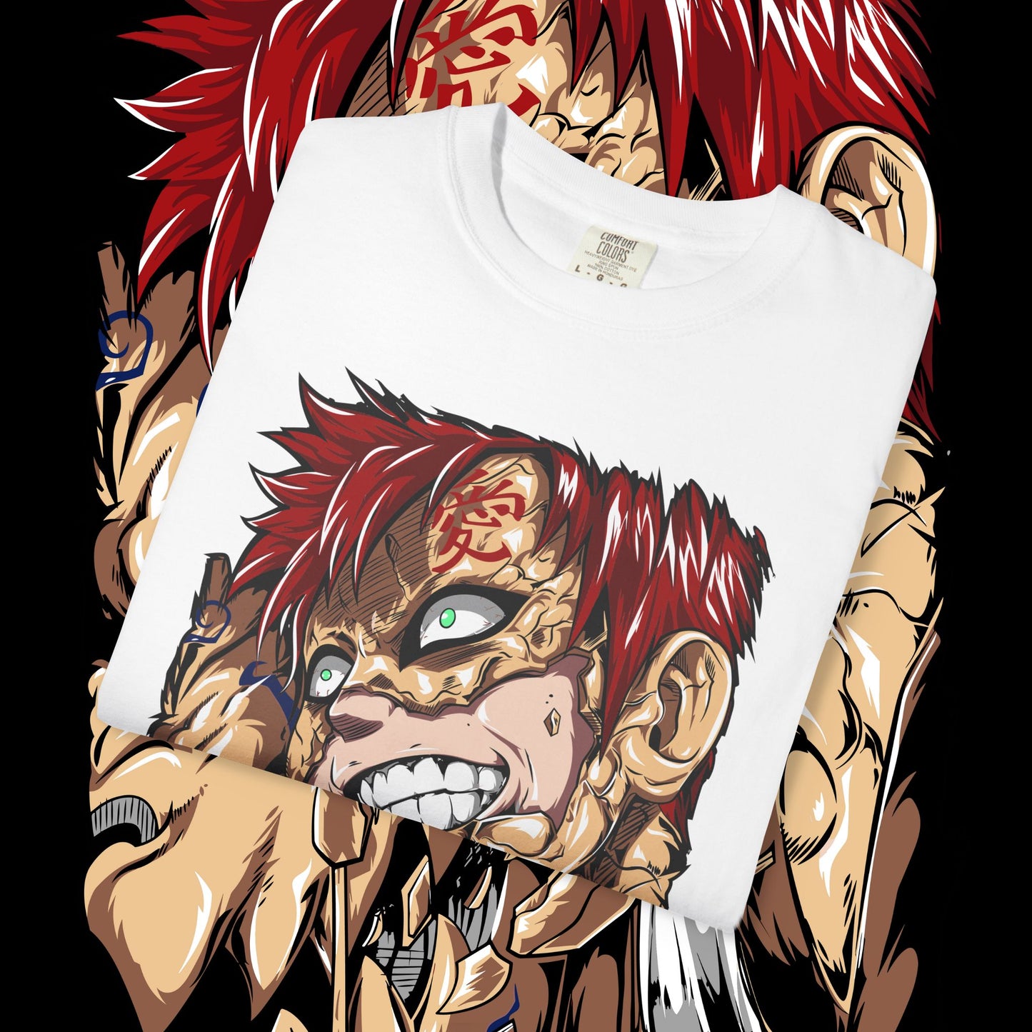 Anime Gaara of the Sand Unisex Garment-Dyed T-shirt, Japanese Manga Tee, Naruto Fan Gift, Cosplay Shirt, Geek Apparel