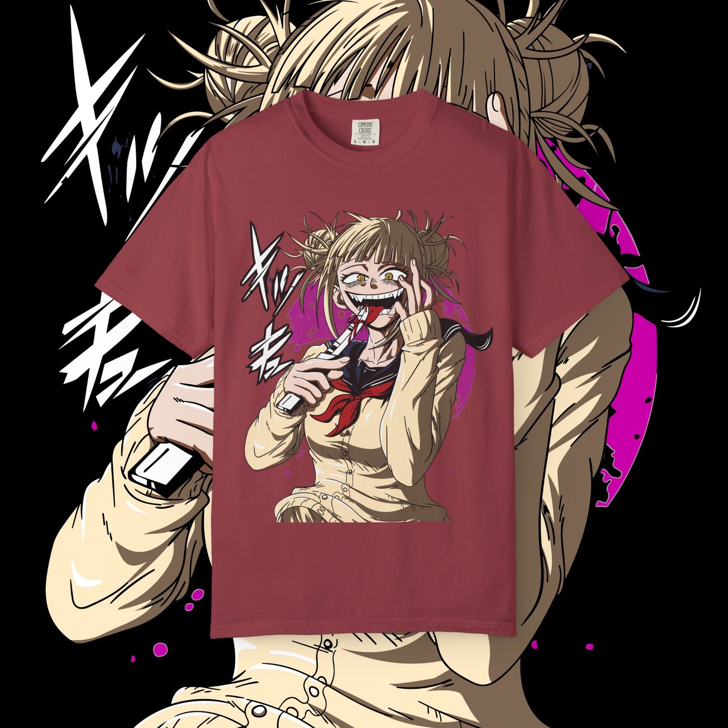 Anime Himiko Toga Unisex Garment-Dyed T-shirt, My Hero Academia, Villain Shirt, Cosplay Tee, Manga Fan Top