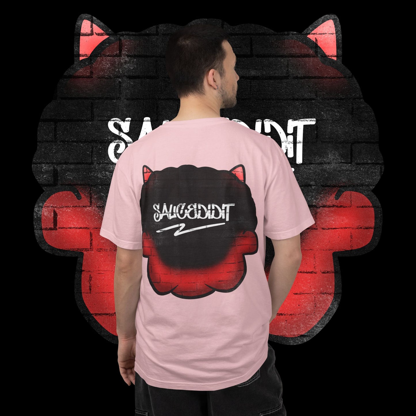 Devil Grin T-Shirt — Retro Graffiti Streetwear with 'SAVEDBYDT' Back Logo