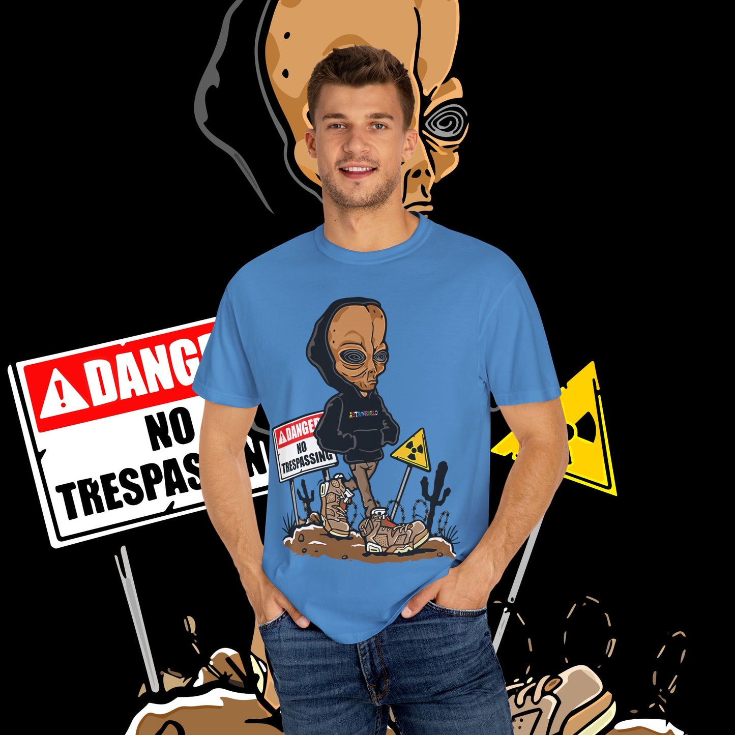 Alien Danger Graphic Tee, Unisex Streetwear, Casual Outfit, Gift for Sci-Fi Lovers, Summer Essential, Festival Wear