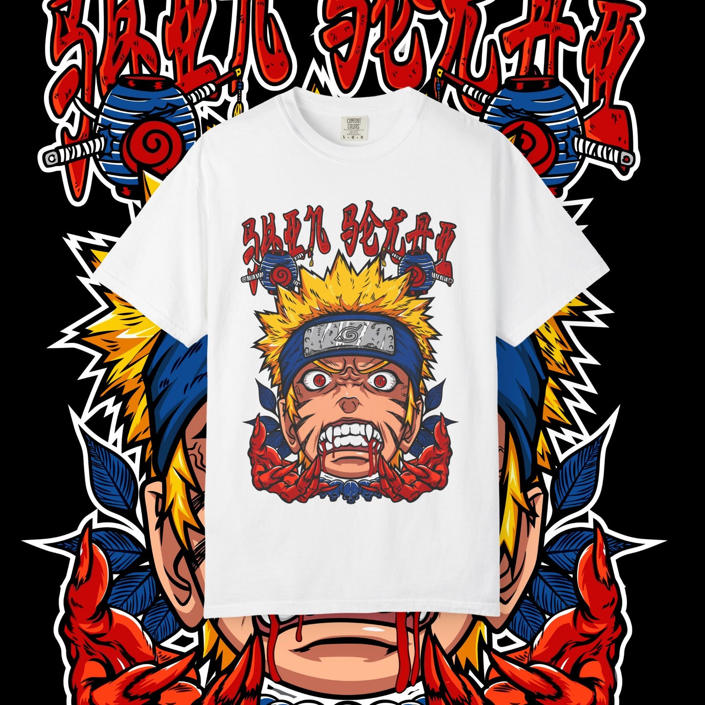 Naruto Nine Tails Faze T-shirt, Anime Graphic Tee, Unisex Cotton Shirt, Japanese Manga Merch, Cool Streetwear Top