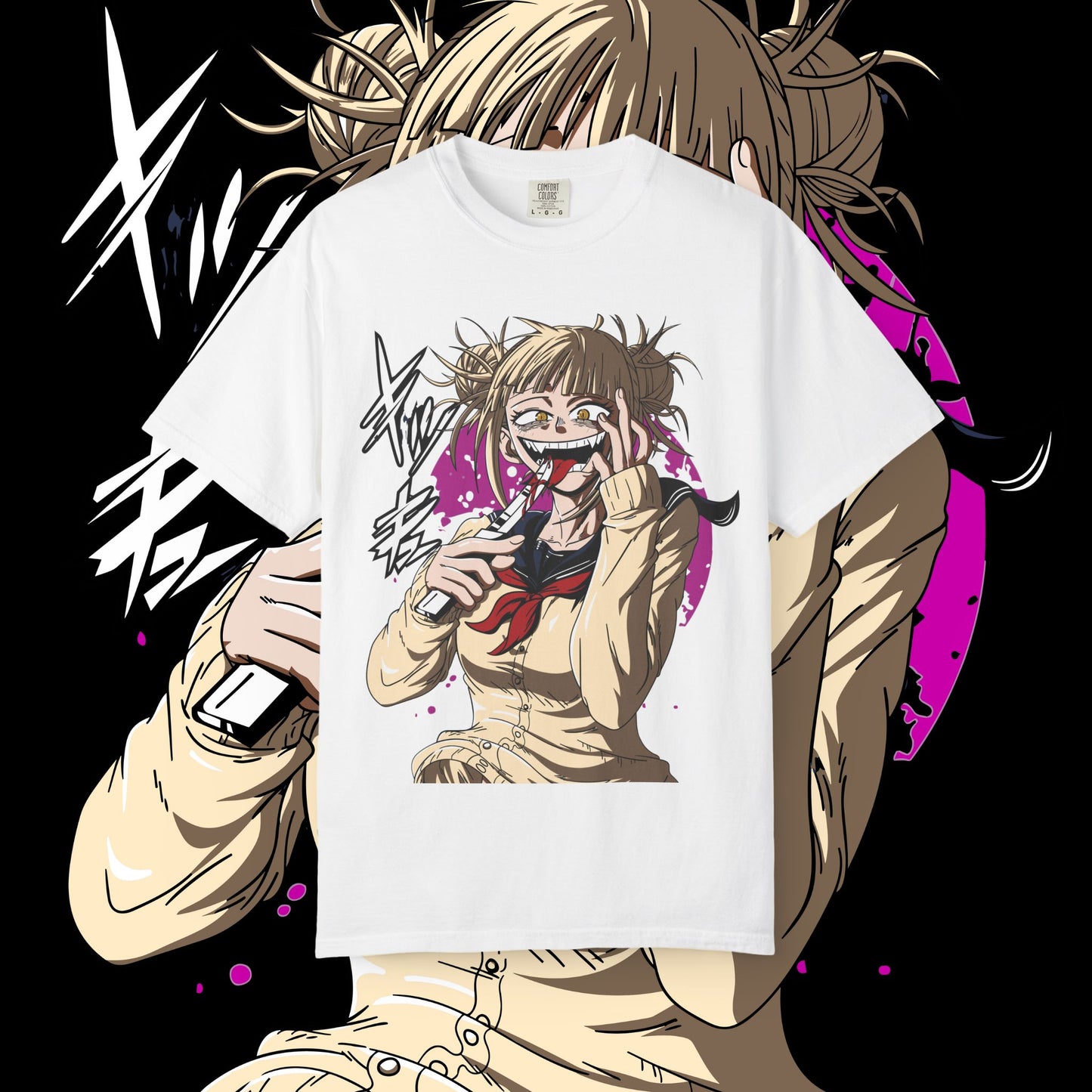 Anime Himiko Toga Unisex Garment-Dyed T-shirt, My Hero Academia, Villain Shirt, Cosplay Tee, Manga Fan Top